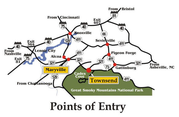 Townsend Tennessee Condos Directions